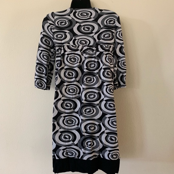 Marc Jacobs Black and White Geometric Circle Square Neck Tunic Dress - Picture 4 of 6